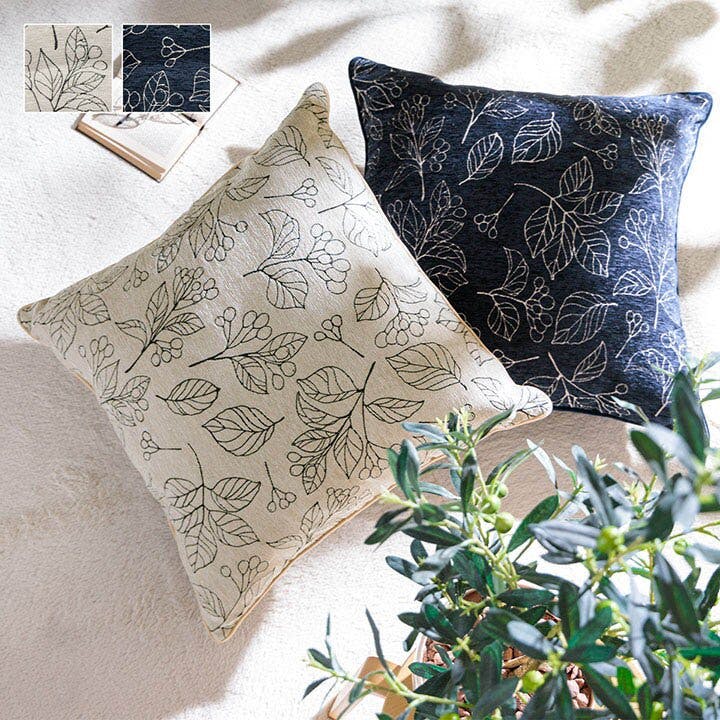 ブラン クッション 日本製 洗える セアテ ボタニカル アイボリー 約60