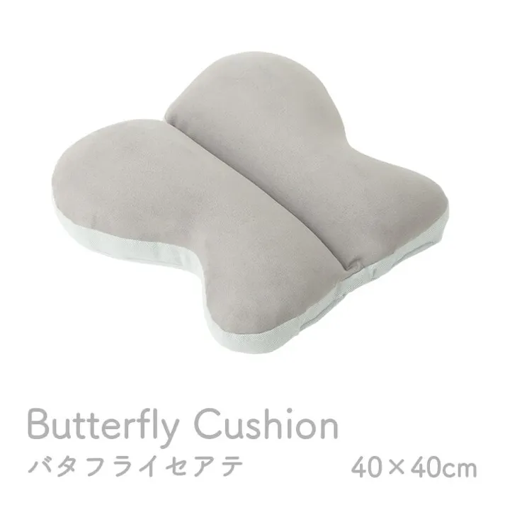 IKEHIKO ポム クッション 腰当 ちょう バタフライ パステル グレー 約40×40cm リビングインテリア 快適アイテム おしゃれ雑貨 4550317321573【ネット注文限定・別送品】