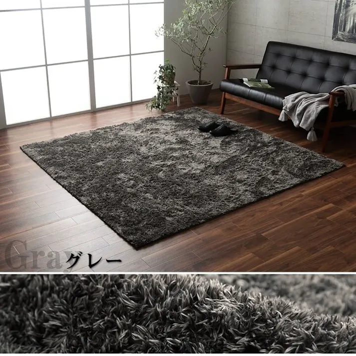 ルフォン ラグ 正方形 シャギー 長毛 コンパクト 滑りにくい加工 制菌加工 洗える オールシーズン グリーン 約2畳 約185×185cm 床暖房 ホットカーペット対応 防音対策 シャギーラグ 床暖房対応 軽量【別送品】
