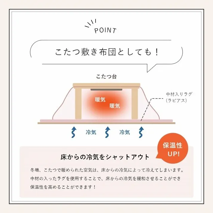 ラピアス ラグマット ホットカーペット カバー 約4畳 エコ フェイクファー 洗える 抗菌防臭 ラグ 長方形 カーペット 絨毯 床暖房対応 こたつ 敷布団 滑り止め付き 毛足約15mm【別送品】
