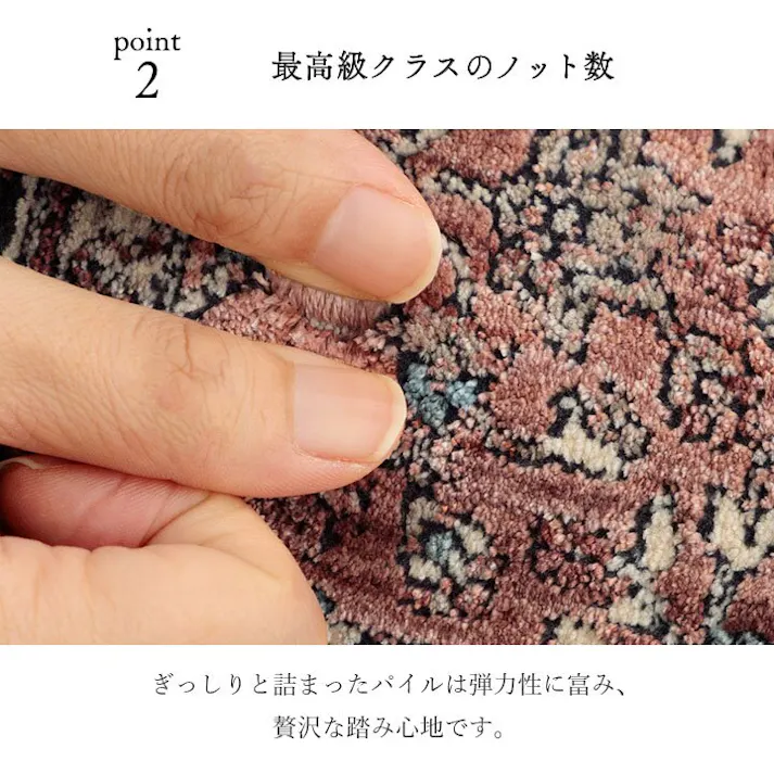 アルスラーン 玄関 マット トルコ製 ウィルトン 織り 繊細 立体感 超高目付 肌触り柔らか 抗菌防臭 消臭 丈夫 へたりにくい ソファー前用 ベッドサイド用 約60×95cm ネイビー【別送品】