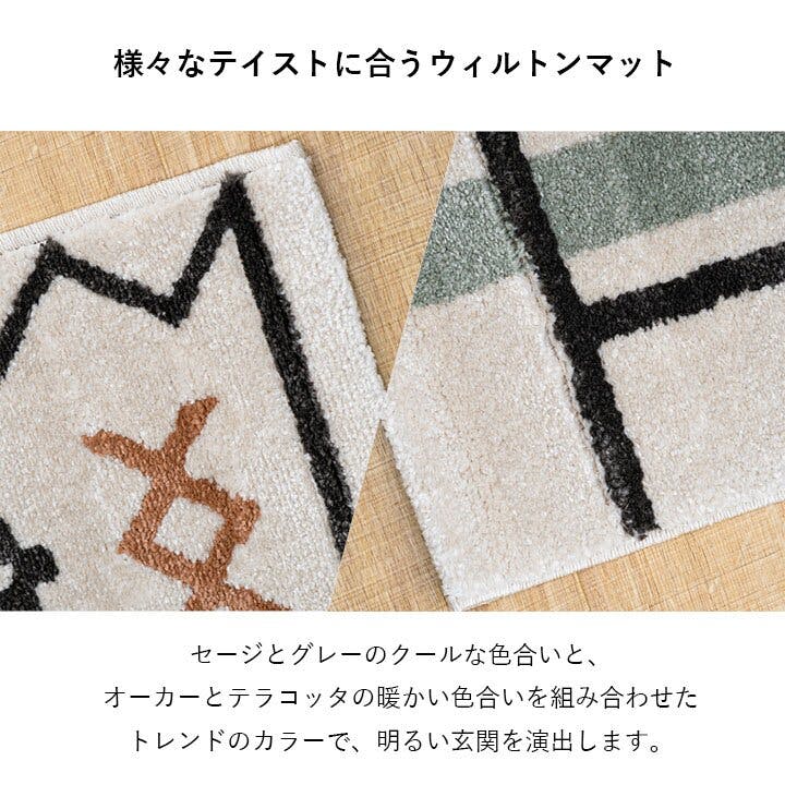 ミケ 玄関 マット トルコ製 ウィルトン 織り 幾何柄 モダン シンプル