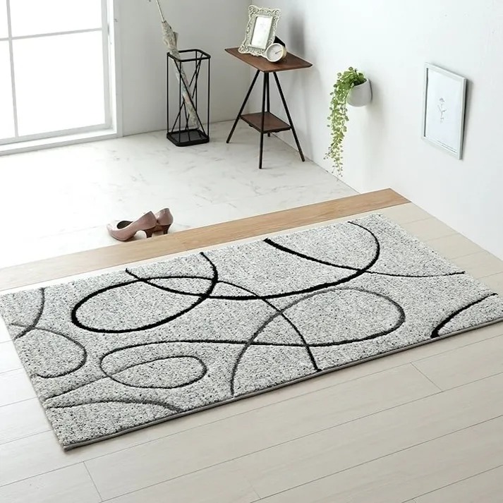 エステラ トルコ製 ウィルトン織り カーペット ラグ 絨毯 長方形 リーフ柄 モダン アイボリー 約160×230cm 防音対策【別送品】