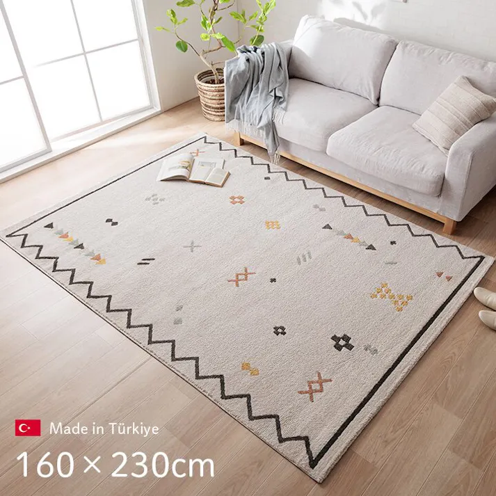 IKEHIKO ネカル カーペット デザインラグ ウィルトンカーペット 長方形 アイボリー 北欧柄 幾何柄 約160×230cm 防音対策 4550317454196【ネット注文限定・別送品】