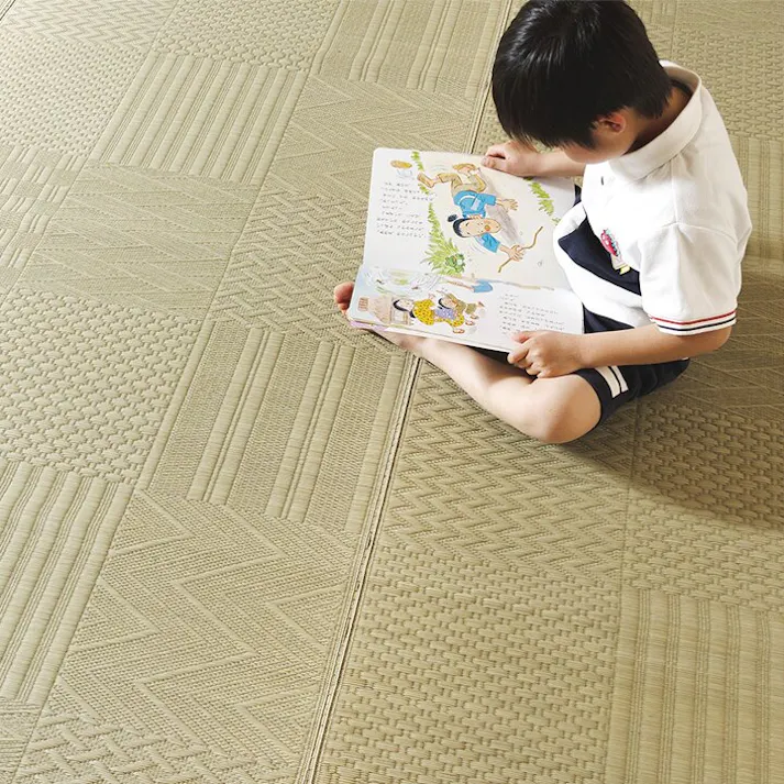 市松紋 上敷き い草カーペット 市松模様 和室 約255×255cm 団地間4.5畳 防音対策 夏用 涼しい 和モダン【別送品】