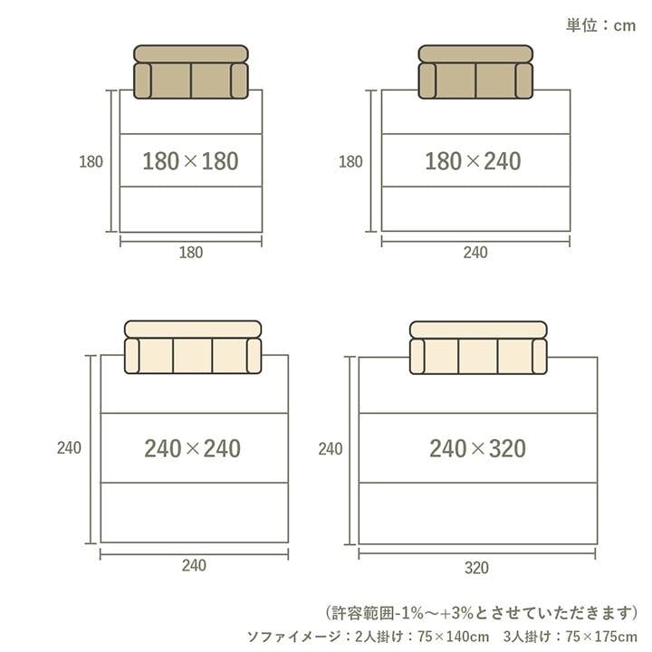 シルフ ラグ 正方形 い草 自然素材 シンプル ボーダー 裏面すべり止め