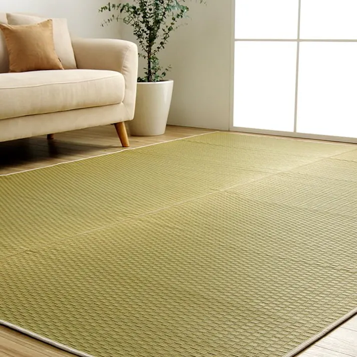 プレーン ラグ 正方形 い草 日本製 自然素材 滑り止め加工 ナチュラル 市松柄 オールシーズン 消臭 シンプル 約2畳 約191×191cm ホットカーペット対応 床暖房対応 防音対策【別送品】