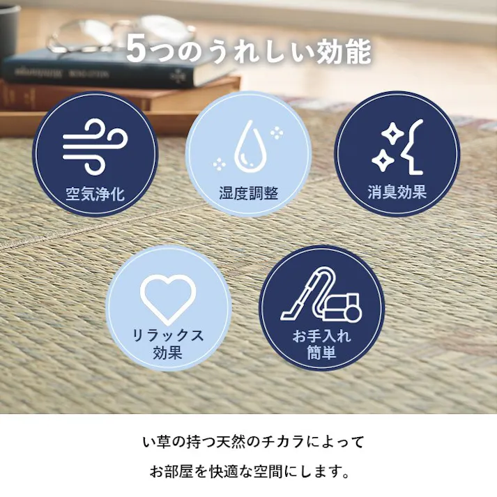 リンク い草ラグ カーペット夏用 自然素材 節電 快適 インテリア ギャベル柄 シンプル トレンド おすすめ 湿度調節 消臭効果 お手入れ簡単 ブラウン 約180×180cm 防音対策【別送品】