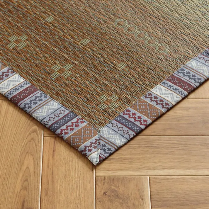 リンク い草ラグ カーペット夏用 自然素材 節電 快適 インテリア ギャベル柄 シンプル トレンド おすすめ 湿度調節 消臭効果 お手入れ簡単 ブラウン 約180×240cm 防音対策【別送品】