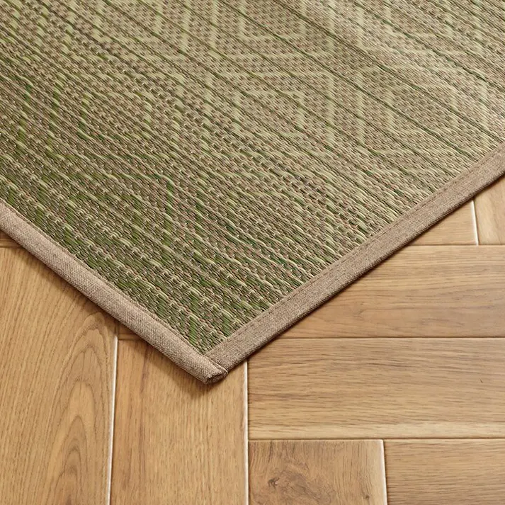 ナセル い草ラグ ダイヤ柄 インテリア 節電 夏用 涼しい トレンド スタイリッシュ おすすめ 湿度調節 消臭効果 お手入れ簡単 グリーン 約180×180cm 防音対策【別送品】