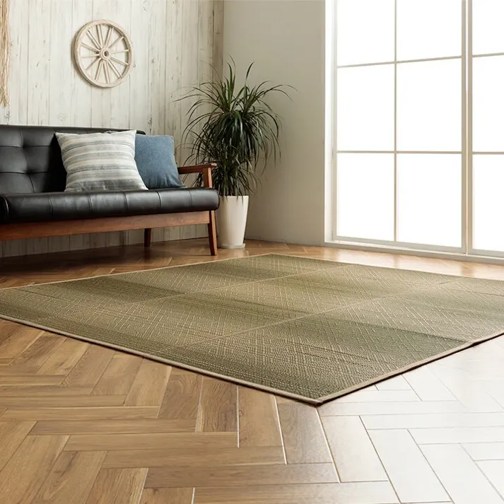 ナセル い草ラグ ダイヤ柄 インテリア 節電 夏用 涼しい トレンド スタイリッシュ おすすめ 湿度調節 消臭効果 お手入れ簡単 グリーン 約180×180cm 防音対策【別送品】