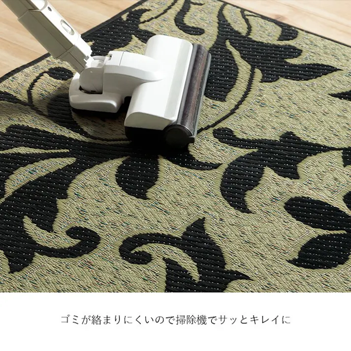 ネム おすすめ 花柄 高級感 玄関マット 室内 トレンド スタイリッシュ 玄関 マット い草ラグ 日本製 抗菌防臭 国産 滑り止めいぐさ ベージュ 約60×90cm ウィルトン織り 汚れにくい トルコ製【別送品】