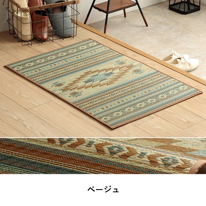 【新品未使用】洗える い草調ラグマット日本製(約286.5×286cm)ブラウン ピオス 玄関マット 室内 トレンド スタイリッシュ マット い草