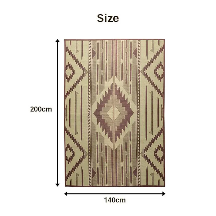 キリム シリーズラグ い草ラグ カーペット 夏用 節電 トレンド スタイリッシュ 北欧調 自然素材 天然素材 柄 エスニック 人気 ブラウン 約140×200cm 防音対策【別送品】