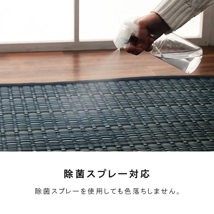 バルカン 洗える カーペット ダイニング ラグ 敷詰 丈夫 日本製 国産 除菌スプレー対応 ござ アウトドア ペット グリーン 団地間6畳(約255×340cm) 防音対策 夏用 オールシーズン 拭ける【別送品】