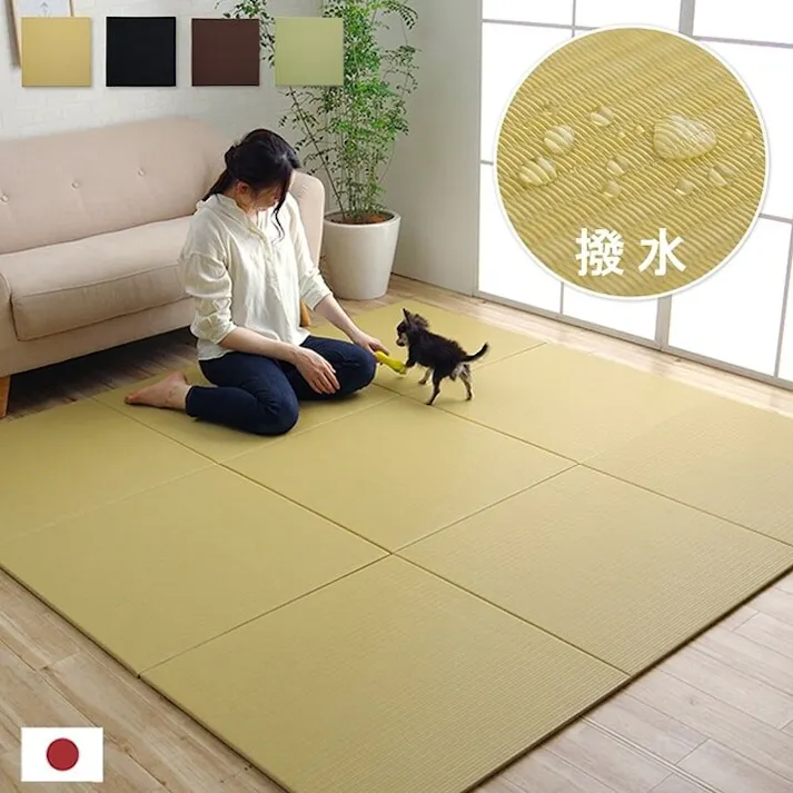 トリム 日本製 水拭きできる ポリプロピレン 置き畳 ユニット畳 シンプル ブラック 約70×70cm 6P (同色6枚組) 防音対策【別送品】