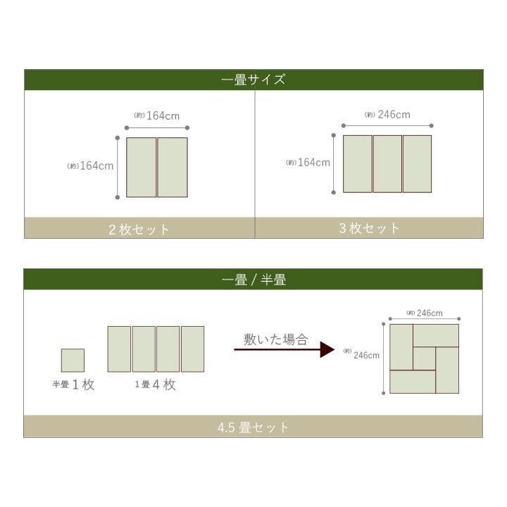 あぐら 置き畳 1畳 国産 い草 簡単 和室 ブラウン 約82×164cm 3枚組