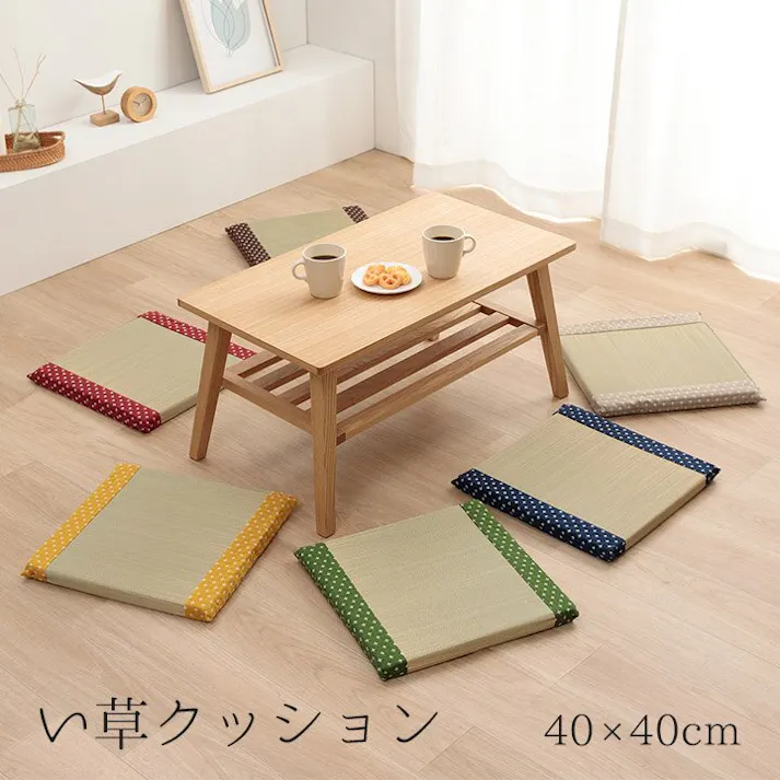 詩織 クッション い草 トレンド スタイリッシュ 和室 洋室 ウレタン 調湿効果 抗菌防臭 ブラウン 四角 40×40cm リビングインテリア 快適アイテム おしゃれ雑貨 和モダンインテリア【別送品】