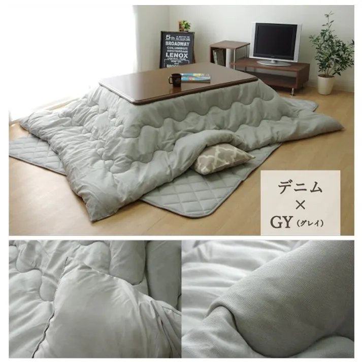 デニム こたつ布団 正方形 掛け単品 『先染めIT』 ブラック 約205×205cm(厚掛けタイプ) 節電アイテム 省エネ対策 暖房節約 4582565884395【別送品】