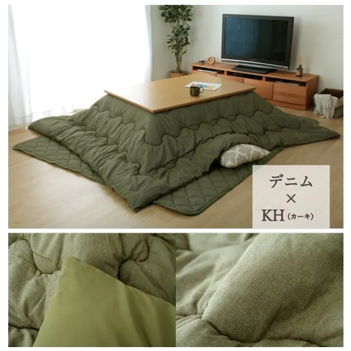 デニム こたつ布団 正方形 掛け単品 『先染めIT』 ブラック 約205×205cm(厚掛けタイプ) 節電アイテム 省エネ対策 暖房節約 4582565884395【別送品】