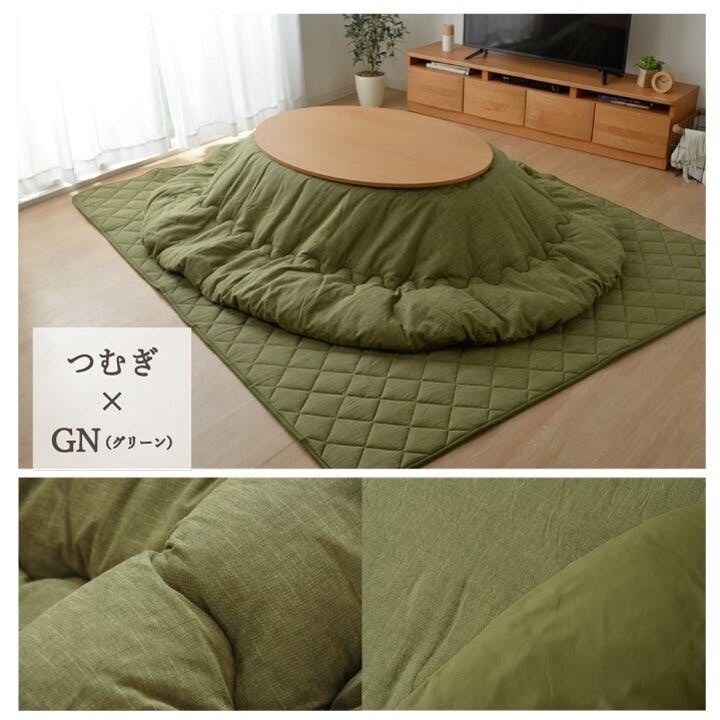 つむぎ こたつ布団 だ円 楕円 掛け単品 調 『先染めIT』 ブラック 約