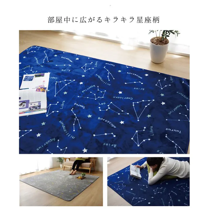 ミリオン 抗菌・防臭 ウォッシャブル フランネル ホットカーペットカバー 『WS RUG」ネイビー約200×300cm 防音対策【別送品】