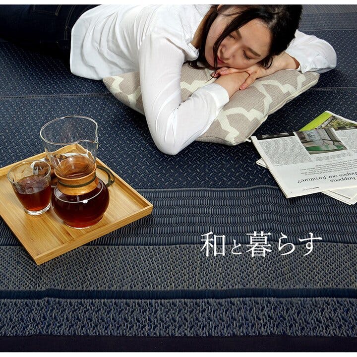 ラグ 国産 純国産 日本製 い草 モダン 抗菌防臭 自然素材 ベージュ イケヒコ IKEHIKO ランクス ラグ 国産 純国産 日本製 い草 モダン 抗菌
