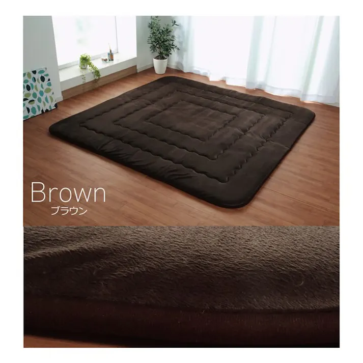 フィーラ 国産固綿40mm使用 マイクロファイバー生地 ふっくら敷 『F敷』 ブラウン 約190×190cm 防音対策 4956642164340【別送品】