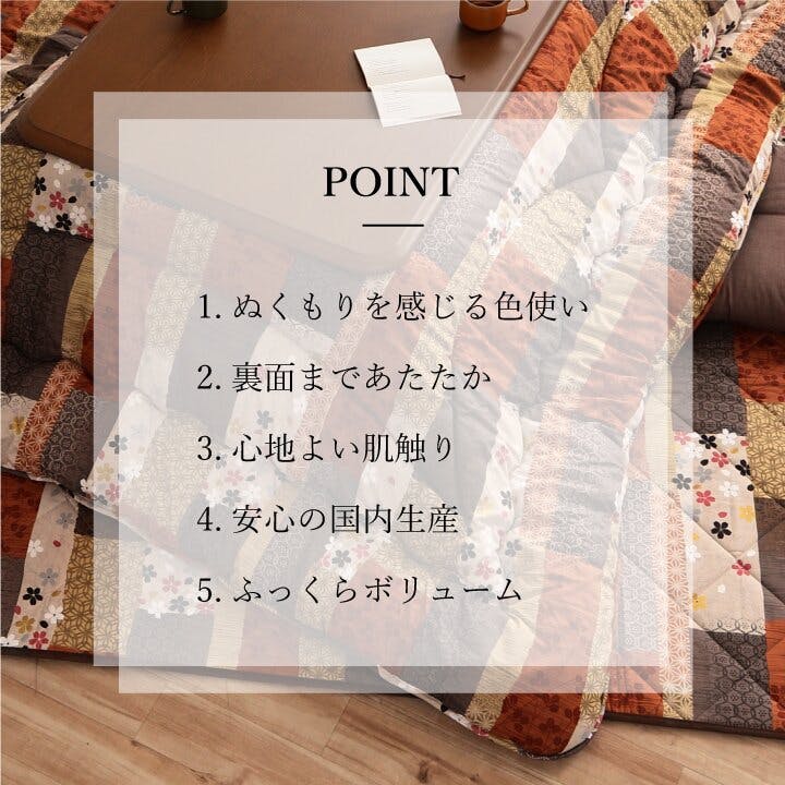 京好み 日本製 こたつ布団 こたつ厚掛敷 セット 和柄 正方形 約 205