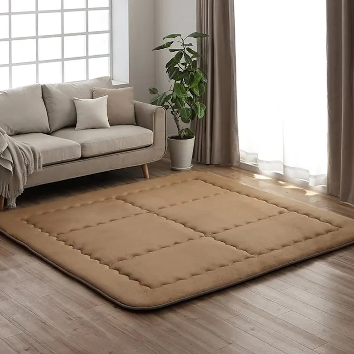 スムース 国産固綿40mm使用 フランネル生地 ふっくら敷 『F敷』 ベージュ 約190×190cm 防音対策 4956642325031【別送品】