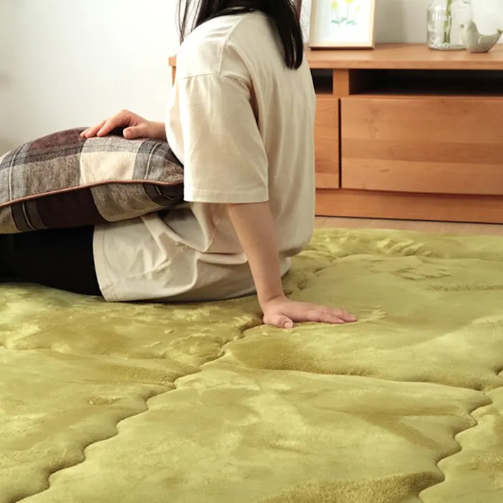 スムース 国産固綿40mm使用 フランネル生地 ふっくら敷 『F敷』 ベージュ 約190×190cm 防音対策 4956642325031【別送品】