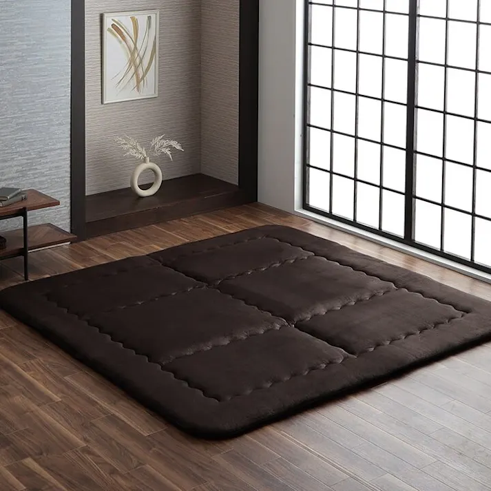 スムース 国産固綿40mm使用 フランネル生地 ふっくら敷 『F敷』 グリーン 約190×190cm 防音対策 4956642325093【別送品】