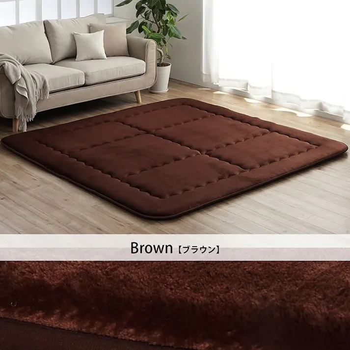 スムース 国産固綿40mm使用 フランネル生地 ふっくら敷 『F敷』 グリーン 約190×190cm 防音対策 4956642325093【別送品】