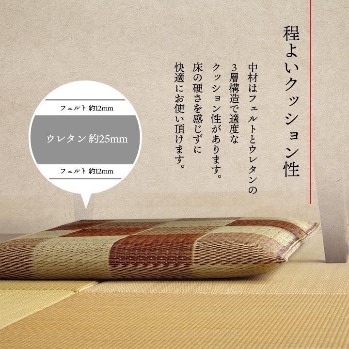 ブロック 日本製 い草 座布団 クッション 柄 グリーン 5枚組 約55×55cm