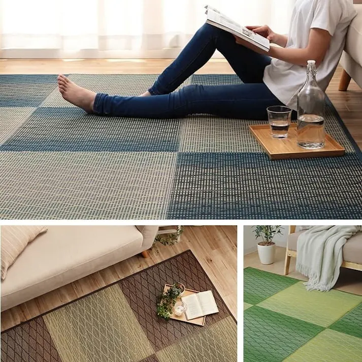 ダイヤ い草 畳 自然素材 カーペット ラグ インテリア 夏用 節電 無地 涼しい 柄 シンプル クッション性 ブラウン 約190×250cm 防音対策【別送品】