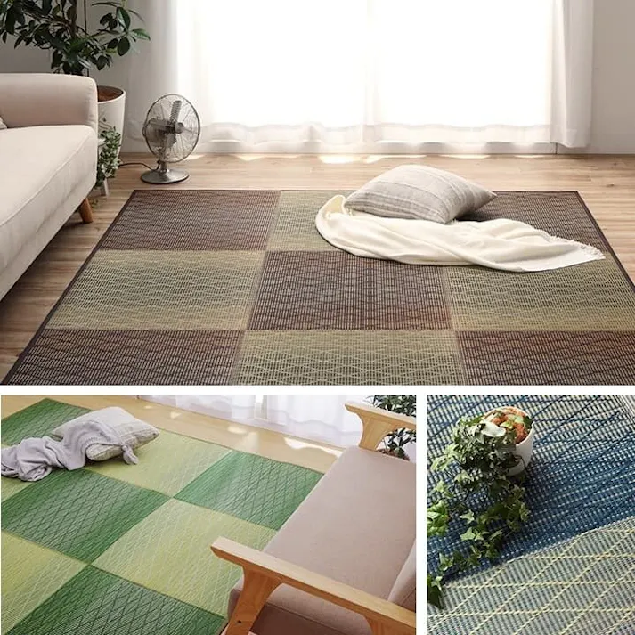 ダイヤ い草 畳 自然素材 カーペット ラグ インテリア 夏用 節電 無地 涼しい 柄 シンプル クッション性 ブラウン 約240×240cm 防音対策【別送品】