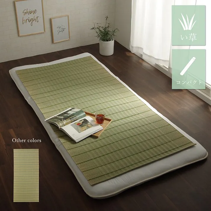 葉月 国産 い草 い草シーツ ネゴザ 寝ござ シンプル さらさら グリーン シングル 約88×180cm 夏涼しい涼感シーツ い草の香り触り心地 四隅ゴムバンド【別送品】