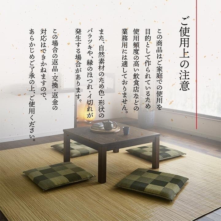 IKEHIKO ブロック 日本製 い草 座布団 クッション 柄 グリーン 2