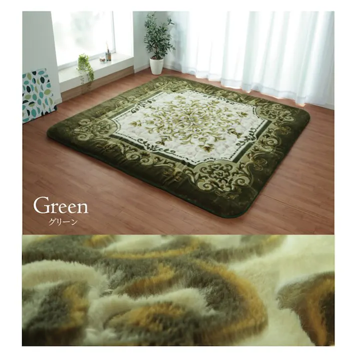 シャルマン 国産固綿40mm使用 ラグ ふっくら極厚敷き布団 ブラウン 約195×195cm 防音対策 4956642538417【別送品】