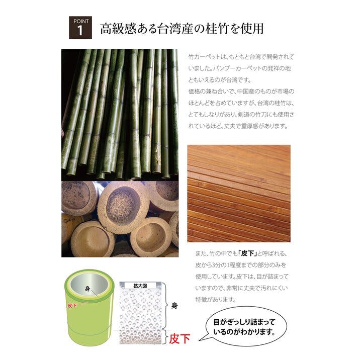 竹王 無地 細ひご使用 竹マット 約60×90cm【別送品】 | ラグ