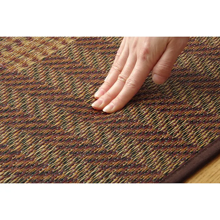 Fナール い草ラグ トレンド スタイリッシュ 国産 カーペット シンプル ブラウン 約191×191cm 防音対策【別送品】