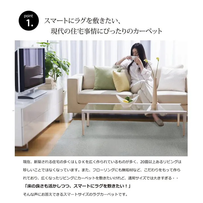 アロンジュ ラグ カーペット 2畳 ベージュ 約140×240cm 裏:すべりにくい加工 (ホットカーペット対応) 防音対策【別送品】