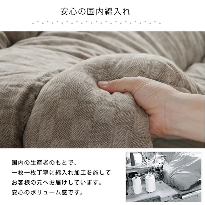 クレタ こたつ布団 単品 ふっくら 日本製 格子柄 シンプル ブラウン 長方形 約205×345cm 節電アイテム 省エネ対策 暖房節約 4956642647348【別送品】