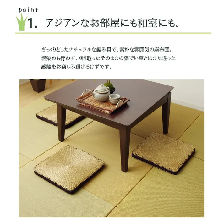 コート クッション 七島クッション 七島藺草 シート 『マチ付』 ブラウン 約40×40cm 2枚組 リビングインテリア 快適アイテム おしゃれ雑貨【別送品】