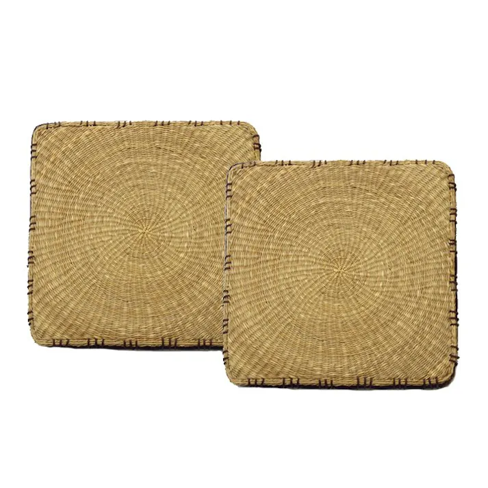 コート クッション 七島クッション 七島藺草 シート 『マチ付』 ブラウン 約40×40cm 2枚組 リビングインテリア 快適アイテム おしゃれ雑貨【別送品】