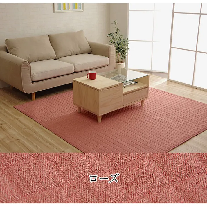 スタイル ラグ カーペット 正方形 2畳 洗える 無地 グレー 約185×185cm ホットカーペット 正方形対応 防音対策【別送品】