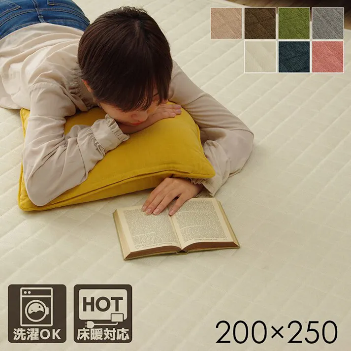 スタイル ラグ カーペット 長方形 3畳 洗える 無地 アイボリー 約200×250cm ホットカーペット 長方形対応 防音対策【別送品】