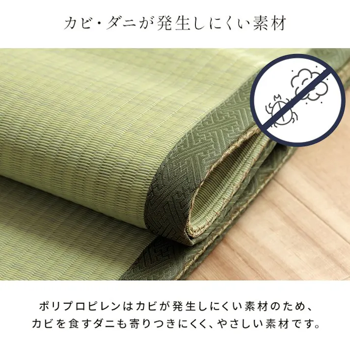 五木 洗える ござ 日本製 国産 カーペット 丈夫 除菌スプレー対応 敷詰 ラグ 敷物 ペット 無地 グリーン 江戸間6畳(約261×352cm) 防音対策【別送品】