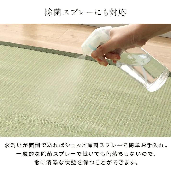 五木 洗える ござ 日本製 国産 カーペット 丈夫 除菌スプレー対応 敷詰 ラグ 敷物 ペット 無地 グリーン 江戸間6畳(約261×352cm) 防音対策【別送品】