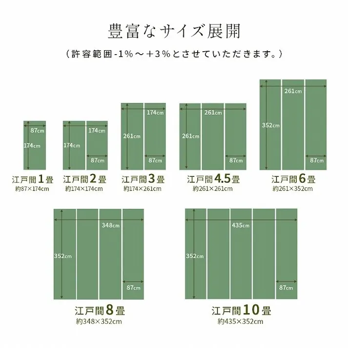 五木 洗える ござ 日本製 国産 カーペット 丈夫 除菌スプレー対応 敷詰 ラグ 敷物 ペット 無地 グリーン 江戸間6畳(約261×352cm) 防音対策【別送品】